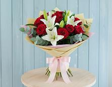 Букет цветов из:  Лилии и Розы в Поселке совхоз имени Ленина