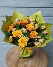 Букет цветов из:  Альстромерии и Розы в Поселке совхоз имени Ленина