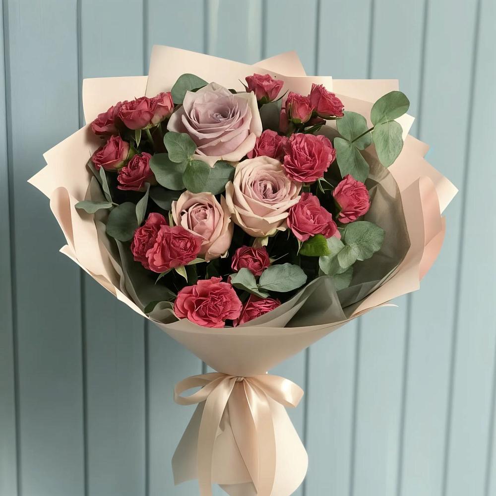 Букет цветов из: Гвоздики и Розы в Поселке совхоз имени Ленина