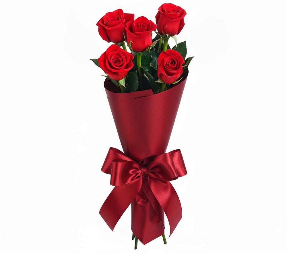 Букет 5 Красных роз Эдлесс Лав в Поселке совхоз имени Ленина