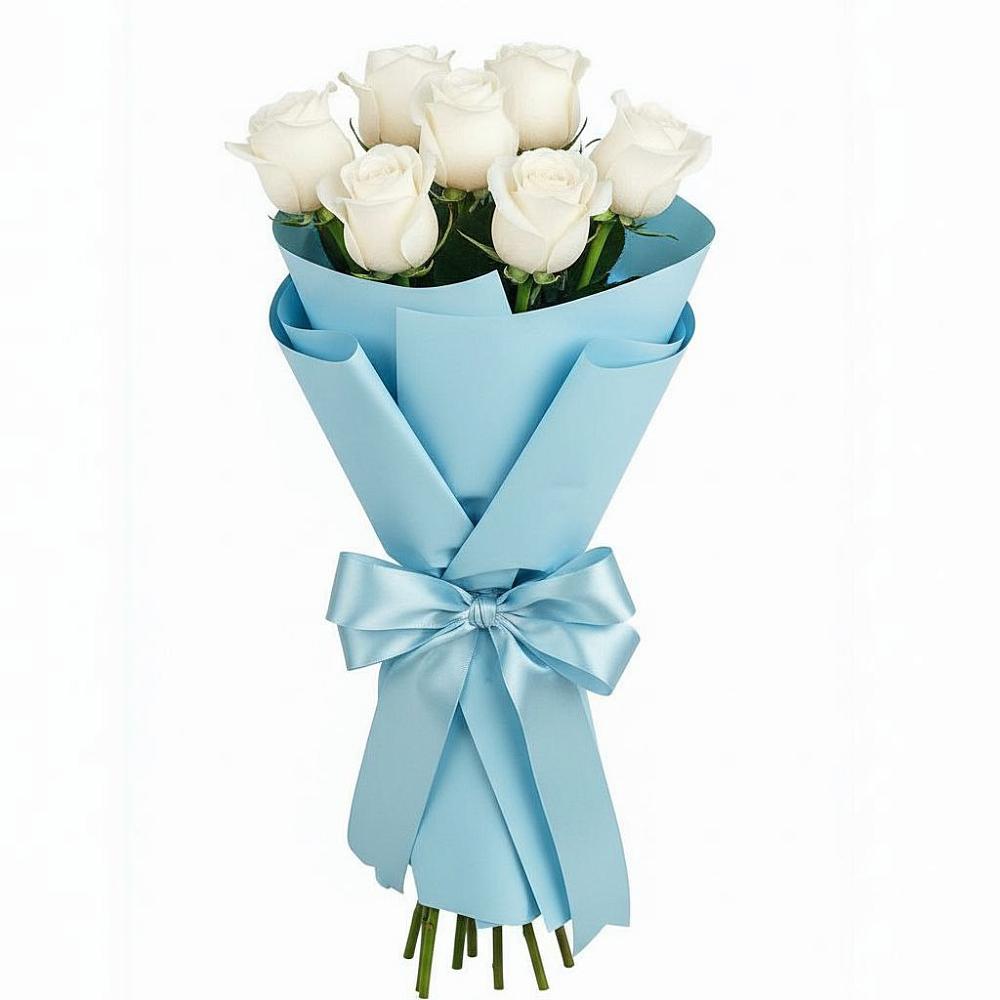 Букет 7 белых роз Проуд в Поселке совхоз имени Ленина