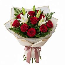 Букет цветов из:  Лилии и Розы в Поселке совхоз имени Ленина