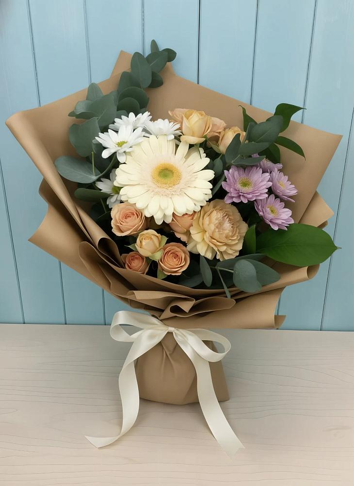 Букет цветов из: Герберы и Хризантемы в Поселке совхоз имени Ленина