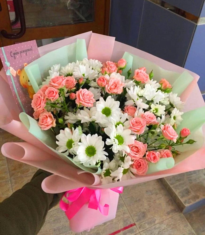 Букет цветов из: Розы и Хризантемы в Поселке совхоз имени Ленина