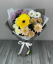 Букет цветов из:  Розы, Герберы и Хризантемы в Поселке совхоз имени Ленина