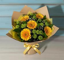 Букет цветов из:  Герберы и Хризантемы в Поселке совхоз имени Ленина
