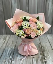 Букет цветов из:  Гвоздики, Розы и Хризантемы в Поселке совхоз имени Ленина