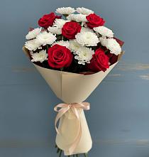 Букет цветов из:  Розы и Хризантемы в Поселке совхоз имени Ленина