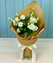 Букет цветов из:  Хризантемы и Лизиантусы в Поселке совхоз имени Ленина