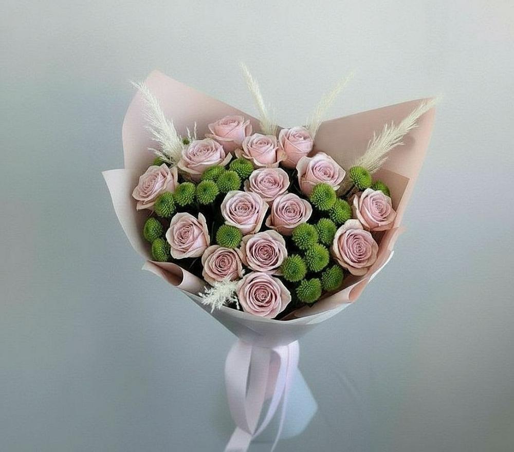 Букет цветов из: Розы и Хризантемы в Поселке совхоз имени Ленина