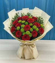 Букет цветов из:  Розы и Хризантемы в Поселке совхоз имени Ленина