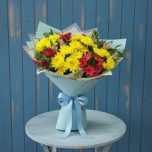 Букет цветов из:  Альстромерии и Хризантемы в Поселке совхоз имени Ленина